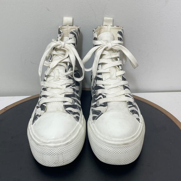 Pull‎ and Bear Sneakers Women Size 9 US Black and White Trainers Zebra High Top - Picture 3 of 12